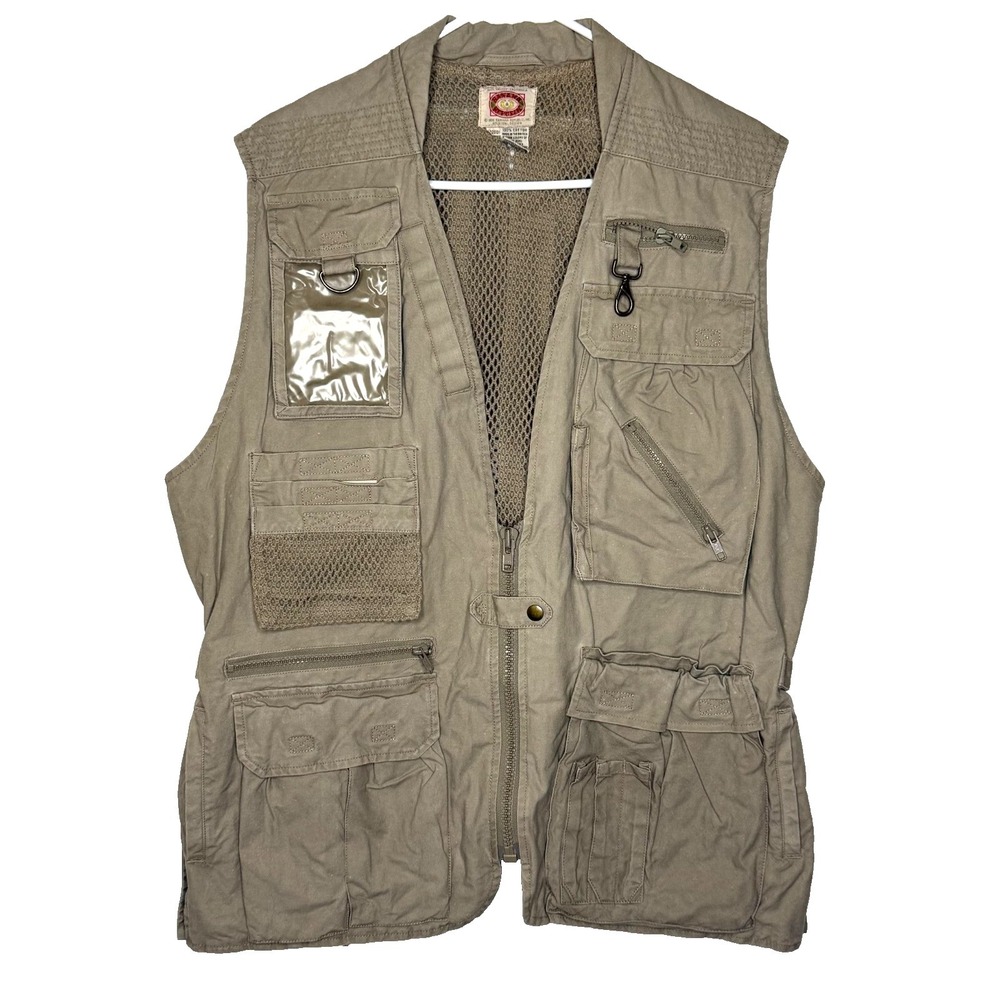 Vintage Banana Republic Safari Photog Hunting Outdoor Vest Mens Medium 80s Khaki